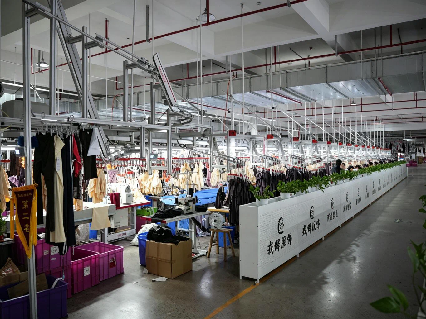 Garment packing area for dancewear factory