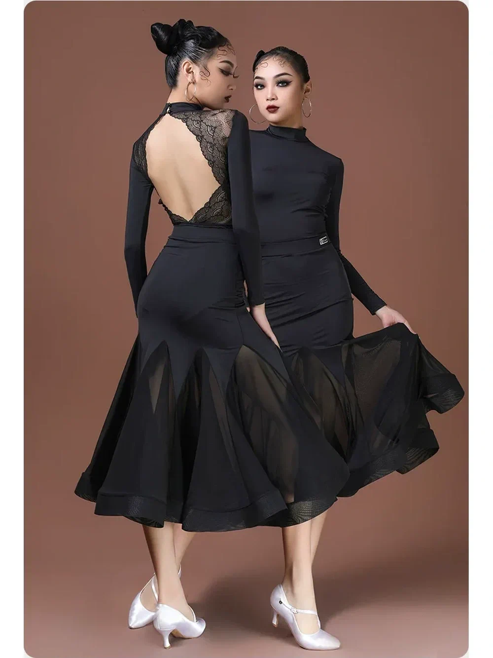 Women's Modern Dance Dress Boned Mesh Panel Skirt