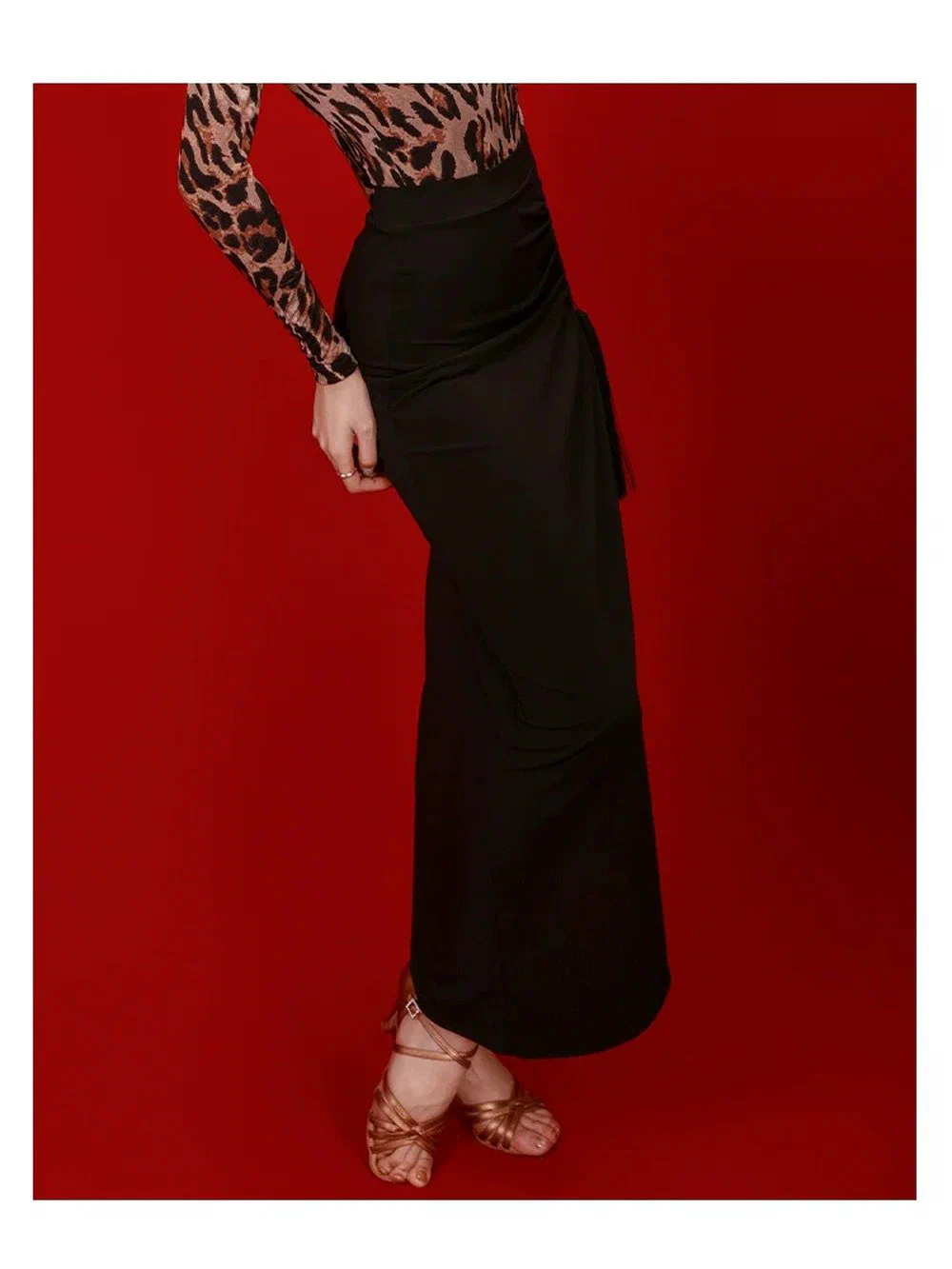 Women's Latin Dance Skirt 20cm Fringe Irregular Asymmetric Long Skirt