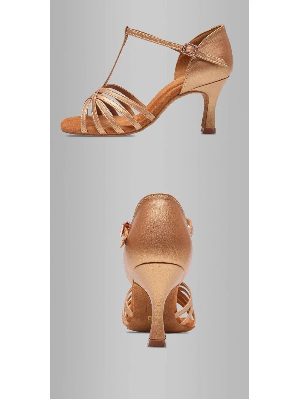 Women's Latin Dance Shoes Suede Sole 7.5cm 6.5cm 5.5cm Heel T-Strap