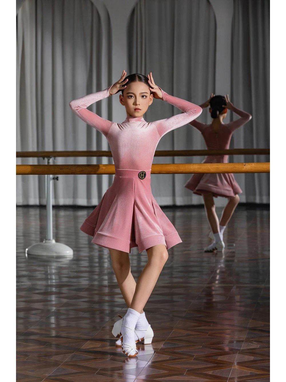 Girls Latin Regulation Costume Short Sleeve Top with Boned Skirt