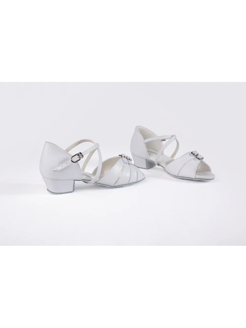 Girls Latin Dance Shoes Soft Sole Satin 3.5cm Chunky Heel Crossed Straps