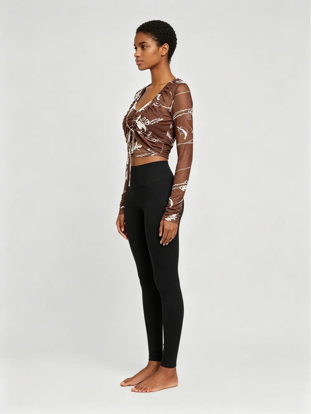 Women's Yoga Set Long Sleeve Drawstring Top with Long Pants