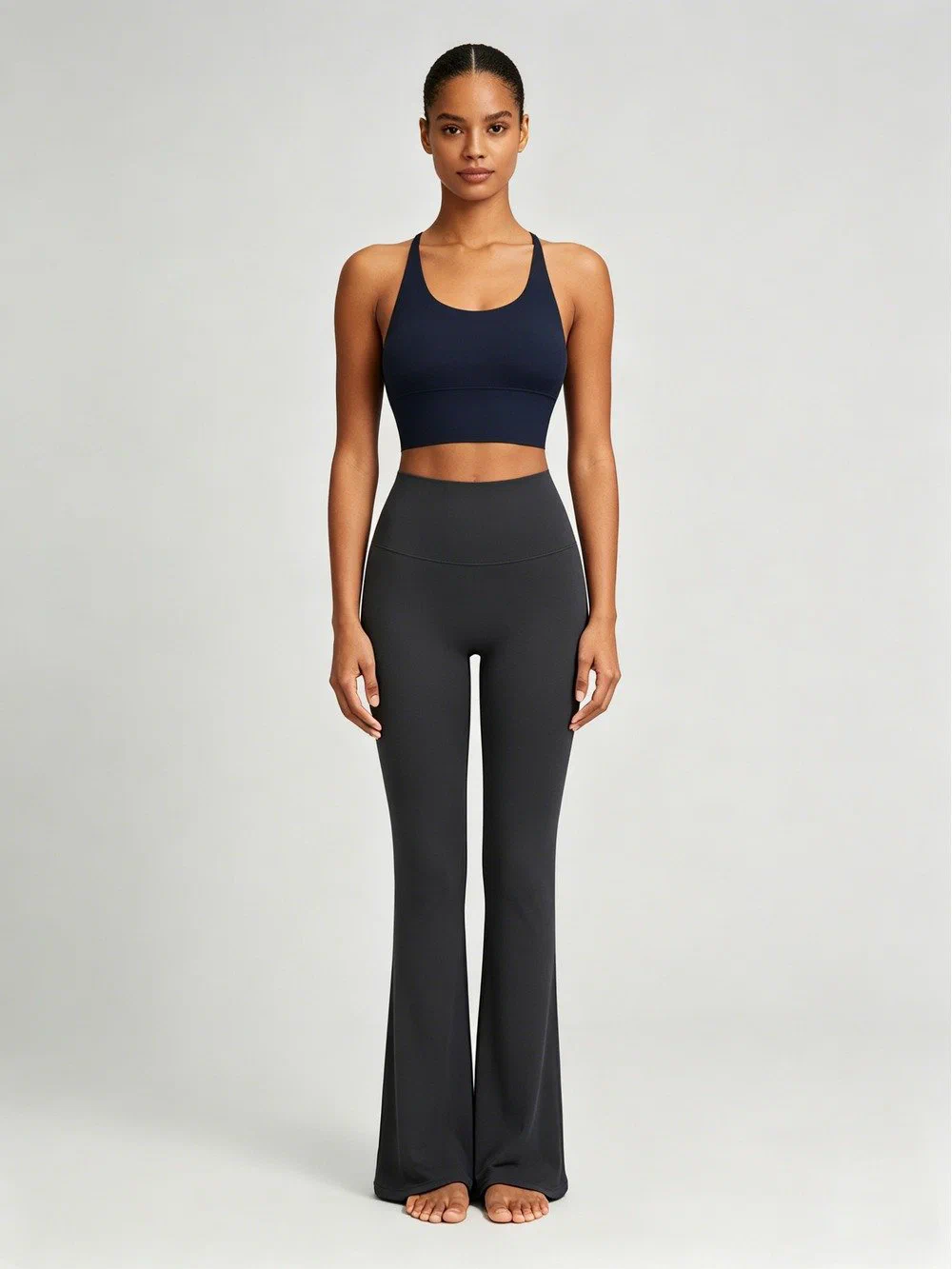 Women's Yoga Set Sports Bra Beautiful Back with Wide-Leg Long Pants